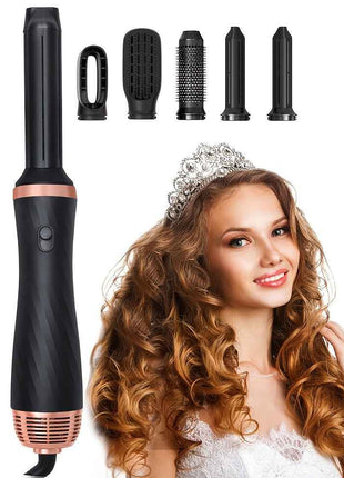 Hair Curler 5 In 1 Electric Blow Dryer Hair Curling Wand Detachable Brush Kit Negative Ion Straightener Hair Curler High Speed Hair Dryer With 60000 RPM Dryer Hot Air Brush (US 110V)