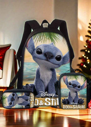 Set di 3 zaini con stampa del film Disney Stitch - Zaino scolastico unisex elegante, borsa per il pranzo e custodia per matite - Zaino per computer di grande capacità per uso quotidiano e viaggi, regalo perfetto per Natale e Halloween, zaino Disney
