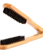 Double-Sided Professional Hairdressing Comb with Wooden Anti-Static Handle and Hair Straightener Tool