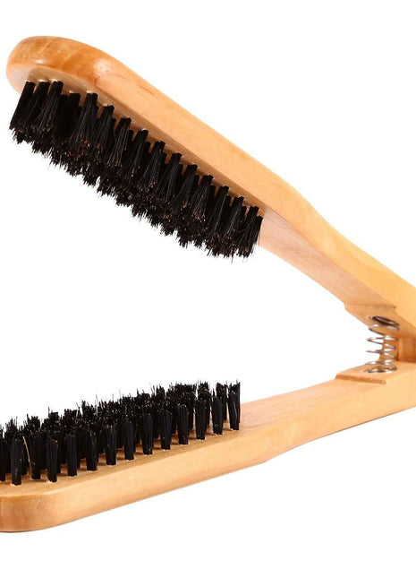 Double-Sided Professional Hairdressing Comb with Wooden Anti-Static Handle and Hair Straightener Tool