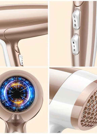 Professional 2000W High-Power Ionic Hair Dryer - Fast Drying, Low-Noise, Constant Temperature Control, Healthy Hair Care, Anti-Frizz, and Shine Enhancing for Salon-Quality Results at Home - Safe, Easy to Use, and Compact Desi