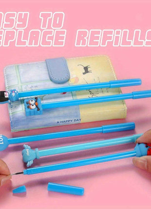 50 pezzi, set di penne a sfera stile cartoon, scrittura fluida, punta 0.5mm fine, cilindro in plastica con cappuccio a clip, design creativi vari, ideale per ufficio e scuola, 18+