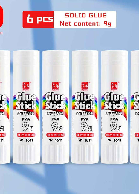 6 pezzi di stick di colla ad alta adesività WQN, colla solida, adesivo per artigianato, materiale scolastico, cancelleria kawaii, materiale per ufficio, prodotti per giovani, 9 g/15 g/21 g/36 g, stagione del ritorno a scuola, asciugatura rapida, impermeab
