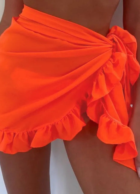 6 Colors Ruffle Bikini Cover Ups Short Skirt for Women 2024 Summer Sun Protection Sarong Bikini Beach Dress Brazilian Sarong - Riparo82
