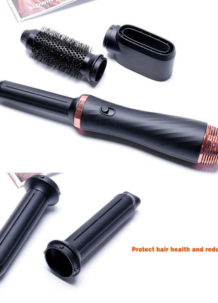 Hair Curler 5 In 1 Electric Blow Dryer Hair Curling Wand Detachable Brush Kit Negative Ion Straightener Hair Curler High Speed Hair Dryer With 60000 RPM Dryer Hot Air Brush (US 110V)