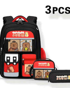 3 Pezzi Zaino, Borsa a Mano e Astuccio per Ragazzi e Ragazze - CAPYBALA Zaino Casual Grande Capacità con Cinghie Regolabili, Stampa Buffalo, Leggero e Resistente, Ideale per Scuola, Viaggi e Uso Quotidiano, Regalo Divertente per Amanti degli Animali