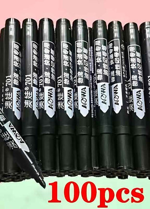 100-Pack Pennarelli Permanent Grandi, Inchiostro Nero Impermeabile, Asciugatura Rapida per Arte e Ufficio, Penne ad Alta Capacità con Inchiostro Resistente all'Acqua