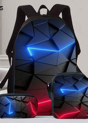 3pz Zaino Gamer in Nylon Leggero di Grande Capacità con Borsa Pranzo & Astuccio per Matite, Perfetto per Viaggi o Pendolarismo Quotidiano, Ottimo Regalo di Compleanno o Festività, Zaino da Viaggio