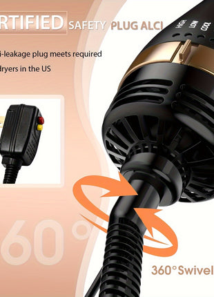 Hair Dryer Brush Blow Dryer Brush In One, Hot Air Brush Set For Straightening/Drying/Curling, Oval Brush, Multi-Temperature Settings, Detachable Design For Women, Black And Golden - Riparo82