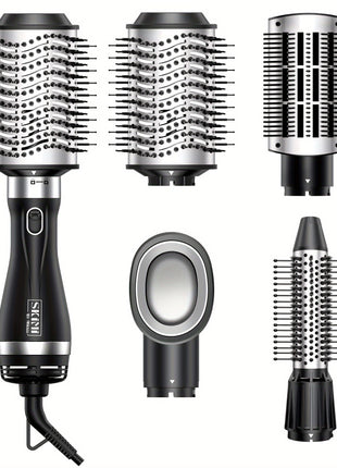 Hair Dryer Brush Blow Dryer Brush In One, Hot Air Brush Set For Straightening/Drying/Curling, Oval Brush, Multi-Temperature Settings, Detachable Design For Women, Black And Golden - Riparo82