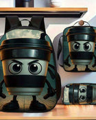 3pcs Zaino Cappuccino Assassino (Italian Brainrot) Borsa Pranzo Portapenne Donna Solido Lavabile per Regali Stile Retro, Ideale per la Scuola e Escursioni – Trolley per Matite