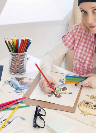 Kit di 72 Matite Colorate con Custodia in Tela Arrotolabile per Libri da Colorare, Disegno e Strumenti Artistici