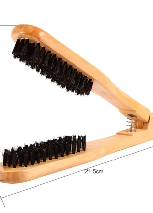 Double-Sided Professional Hairdressing Comb with Wooden Anti-Static Handle and Hair Straightener Tool