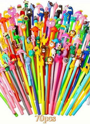 50 pezzi, set di penne a sfera stile cartoon, scrittura fluida, punta 0.5mm fine, cilindro in plastica con cappuccio a clip, design creativi vari, ideale per ufficio e scuola, 18+