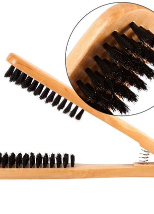 Double-Sided Professional Hairdressing Comb with Wooden Anti-Static Handle and Hair Straightener Tool