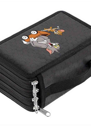 1pezzo 4-Layer Canvas Pen Bag Tom and Jerry - Portatile Art Storage per pittura, schizzi e color lead, il regalo perfetto per amici e familiari 011MGQBD0519
