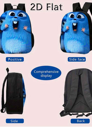 3pcs Zaino Grizzly & The Lemmings in Nylon Leggero e Capiente con Borsa Pranzo e Astuccio, Ideale per Scuola, Viaggi o Pendolarismo, Regalo Perfetto per Compleanno o Feste, Zaino da Viaggio