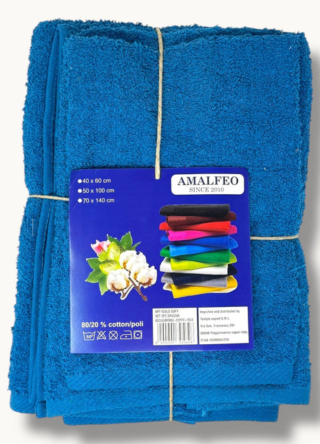 Amalfeo Tris Spugna (telo Bagno+asciugamano+ospite) In Spugna Di Cotone Tinta Unita Art. Myh Sofy