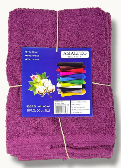 Amalfeo Tris Spugna (telo Bagno+asciugamano+ospite) In Spugna Di Cotone Tinta Unita Art. Myh Sofy