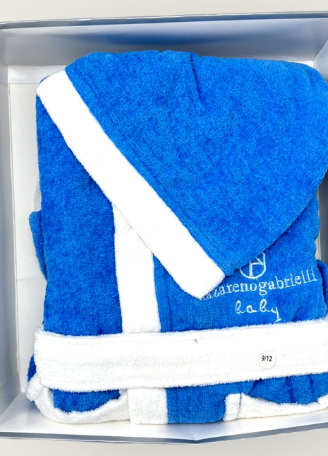 Nazareno Gabrielli - Accappatoio Baby Interno In Spugna Esterno In Ciniglia Con Logo Ricamato Art. Ng396