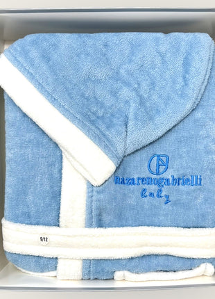 Nazareno Gabrielli - Accappatoio Baby Interno In Spugna Esterno In Ciniglia Con Logo Ricamato Art. Ng396