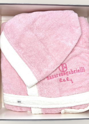 Nazareno Gabrielli - Accappatoio Baby Interno In Spugna Esterno In Ciniglia Con Logo Ricamato Art. Ng396