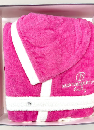 Nazareno Gabrielli - Accappatoio Baby Interno In Spugna Esterno In Ciniglia Con Logo Ricamato Art. Ng396