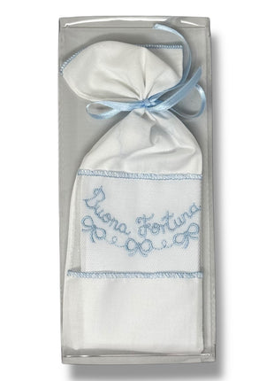 Nancy Baby - Camicina In Sacchetto Ricamo Buona Fortuna Senza Manica In Puro Cotone  Art. 32