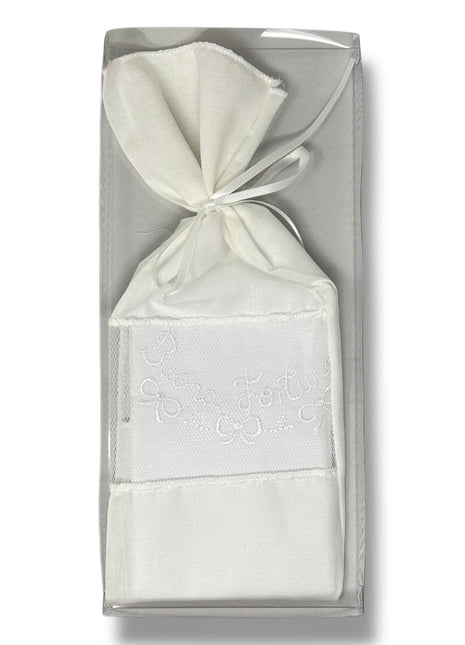 Nancy Baby - Camicina In Sacchetto Ricamo Buona Fortuna Senza Manica In Puro Cotone  Art. 32