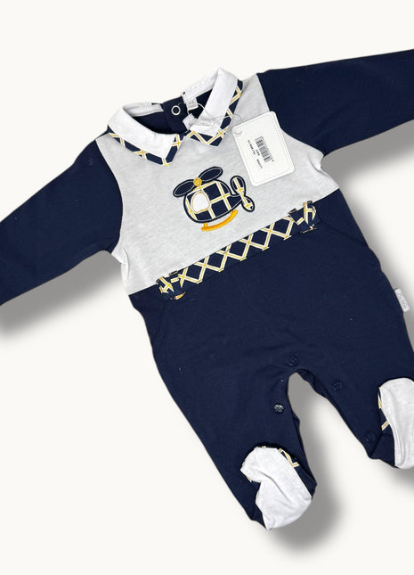 Les Jolies - Tutina Lunga Maschietto In Cotone 100% Con Ricamo E Applicazioni  Art. Lj318/8