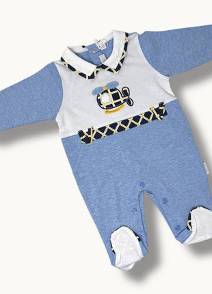 Les Jolies - Tutina Lunga Maschietto In Cotone 100% Con Ricamo E Applicazioni  Art. Lj318/8