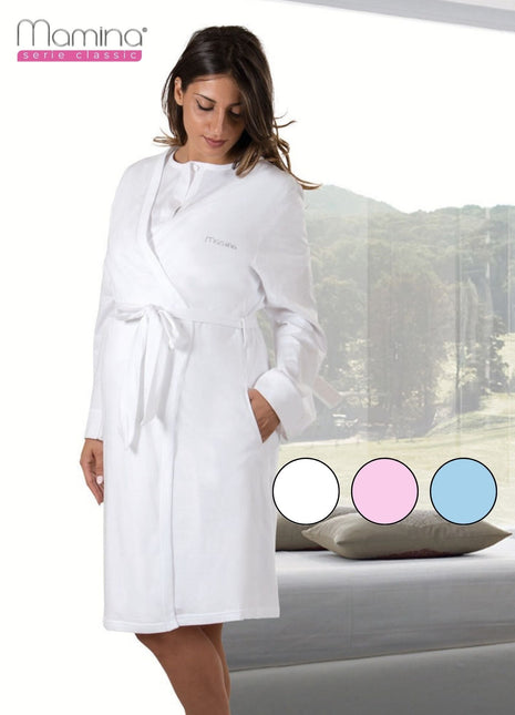 Mamina - Vestaglia Donna Premaman In Cotone - Camicia Da Notte Per Parto Art. Z9214/01