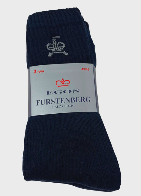 Egon Furstenberg - Confezione 3 Paia Calzini Spugna Uomo Altezza Media Per Lo Sport