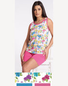 Vanue' Estate Pigiama Donna Corto Con Spalla Larga Fantasia In Puro Cotone Art. Vs0109pgd