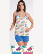 Vanue' Estate Pigiama Donna Corto Spalla Stretta Fantasia In Puro Cotone Art. Vs0113pb