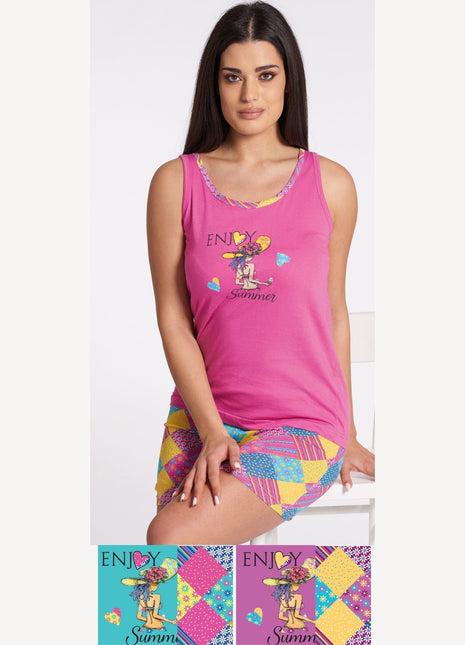 Vanue' Estate Pigiama Donna Corto Con Spalla Larga In Puro Cotone Con Stampa Art. Vs0142pgd