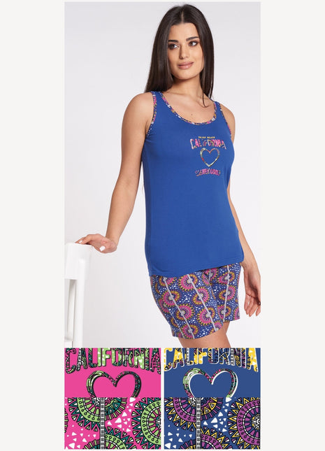 Vanue' Estate Pigiama Donna Corto Con Spalla Larga In Puro Cotone Con Stampa Art. Vs0165pgd