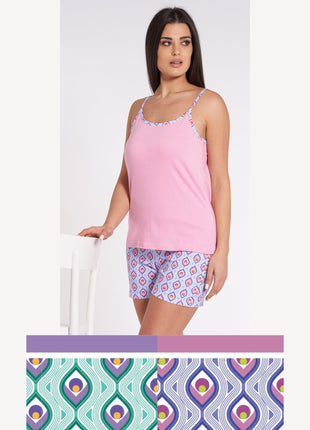 Vanue' Estate Pigiama Donna Corto Con Spalla Stretta In Puro Cotone Art. Vs0185