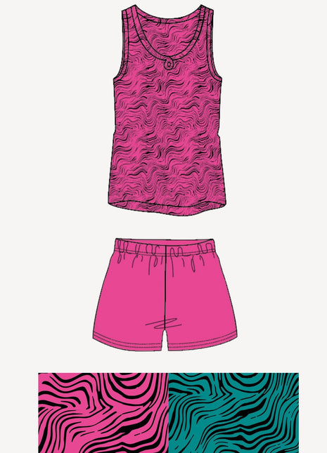 Vanue' Estate Pigiama Donna Corto Con Spalla Larga In Puro Cotone Con Stampa Art. Vs0191