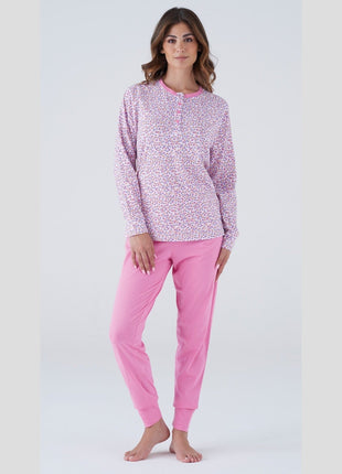 Karelpiu' Primavera Pigiama Donna Serafino Lungo In Puro Cotone Stampato Art. Ss8519pld