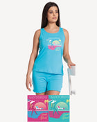 Pigiama Donna Corto Con Spalla Larga  In Puro Cotone Con Stampa  Art. Vs0338