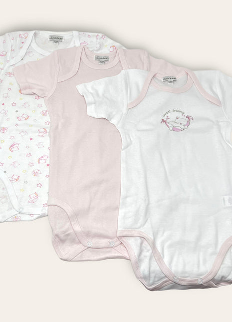 Liabel Confezione Da 3 Pezzi Body Neonato-a Mezza Manica In Puro Cotone Stampato Art.05832b-t1407