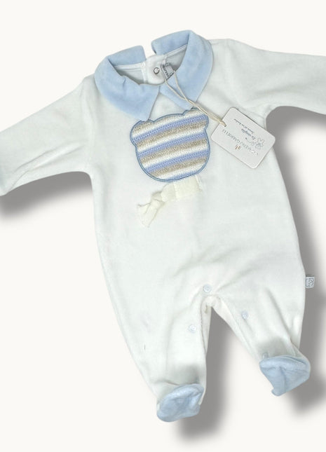 Nazareno Gabrielli  Tutina Neonato Di Ciniglia In Cotone Con Applicazioni Art. Ng2110-51