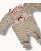 Nazareno Gabrielli Baby Tutina Neonata In Tessuto Mano Lana Con Applicazioni Art. Ng2215-31