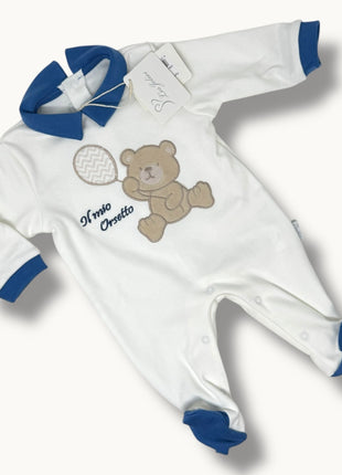 Les Jolies Tutina Maschietto Ricamata In Caldo Cotone 100% Art. Lj341-8