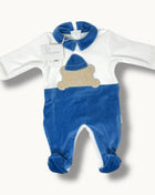 Les Jolies Tutina Maschietto Ricamata In Ciniglia Di Cotone Art. Lj344-3