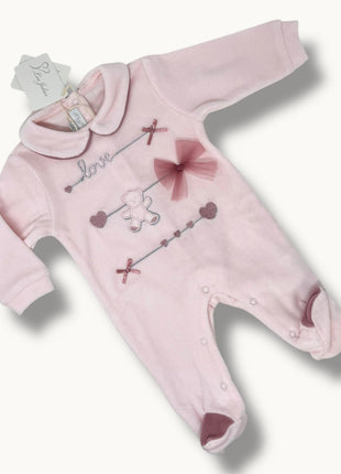 Les Jolies Tutina Femminuccia Ricamata In Ciniglia Di Cotone  Art. Lj244-14