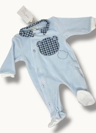 Les Jolies Tutina Maschietto Ricamata In Ciniglia Di Cotone  Art. Lj344-5