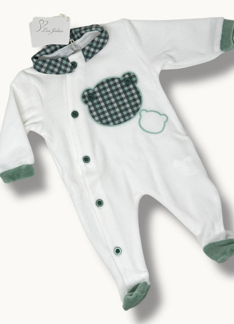 Les Jolies Tutina Maschietto Ricamata In Ciniglia Di Cotone  Art. Lj344-5