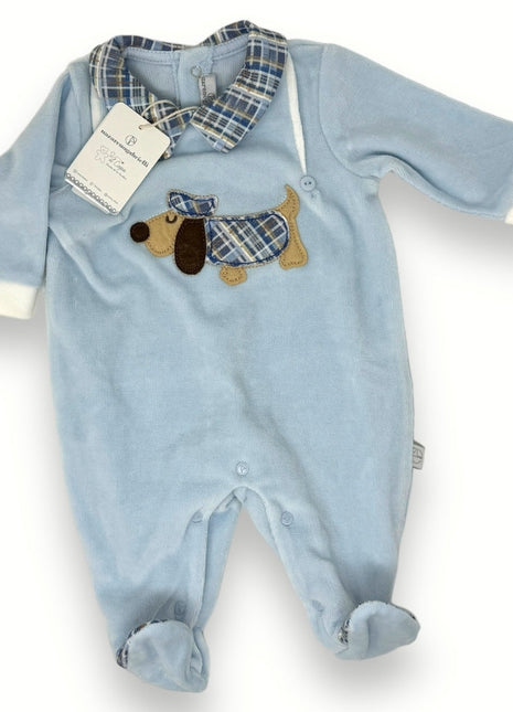 Nazareno Gabrielli - Tutina Neonato Di Ciniglia In Cotone Con Applicazioni  Art. Ng2110-23